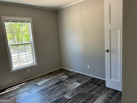 908 Bethel Freewill Rd, Baxley, GA 31513 - spare room featuring dark wood-style floors, ornamental molding, and baseboards