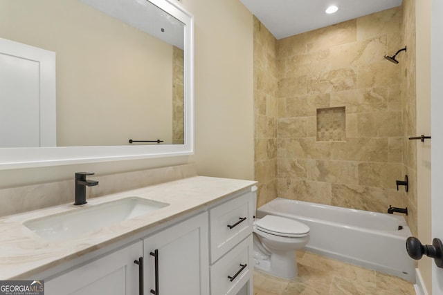 88 Northshore Ave, Jesup, GA 31545 - full bath featuring washtub / shower combination, toilet, vanity, and recessed lighting