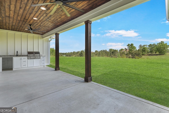 88 Northshore Ave, Jesup, GA 31545 - view of patio featuring a ceiling fan, a sink, and area for grilling
