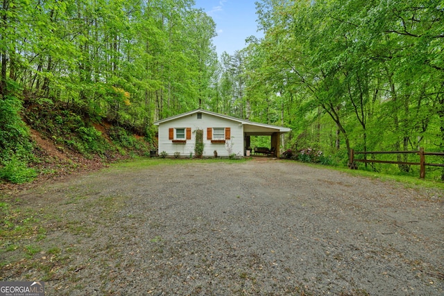 115 Maple Leaf Dr, Dahlonega, GA 30533 - view of front of property with a wooded view, fence, and driveway