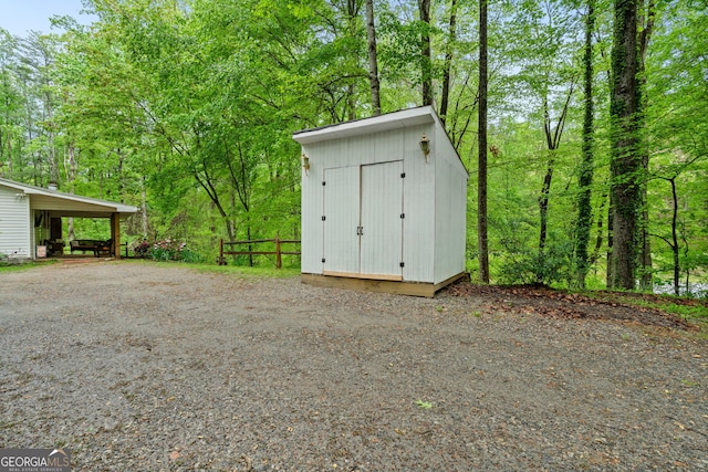 115 Maple Leaf Dr, Dahlonega, GA 30533 - view of shed featuring a view of trees