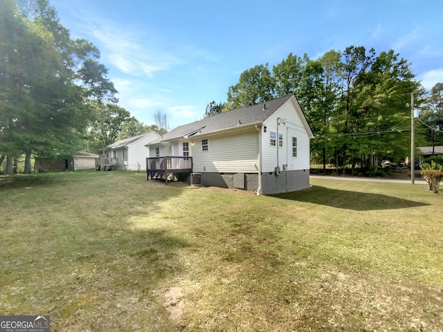 45 Carroll St, Temple, GA 30179 - back of house featuring a lawn, cooling unit, crawl space, and a deck