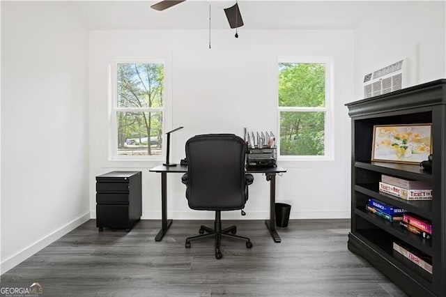 2086 Harold Ave SE, Smyrna, GA 30080 - office area featuring healthy amount of natural light, a ceiling fan, and baseboards