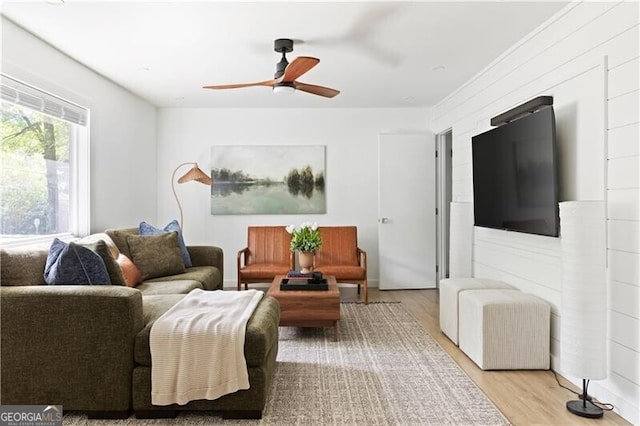 2086 Harold Ave SE, Smyrna, GA 30080 - living area with wood finished floors and a ceiling fan