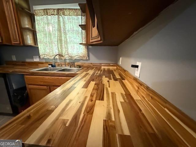 2832 Horseshoe Dr, Macon, GA 31211 - kitchen featuring butcher block counters and a sink