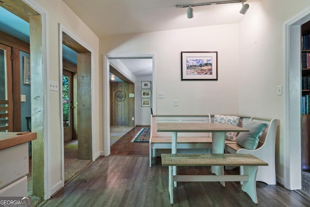 1144 Evergreen Dr NE, Atlanta, GA 30319 - dining space featuring rail lighting and wood finished floors