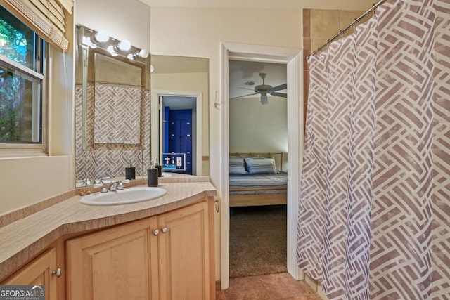 1144 Evergreen Dr NE, Atlanta, GA 30319 - full bathroom featuring connected bathroom, ceiling fan, vanity, and tile patterned floors