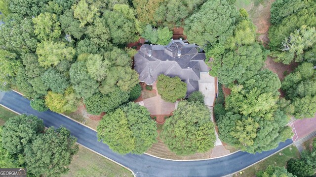 bird's eye view with a view of trees