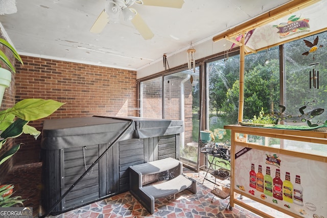 1009 Liberty Church Rd NE, Ranger, GA 30734 - sunroom / solarium with a jacuzzi and ceiling fan