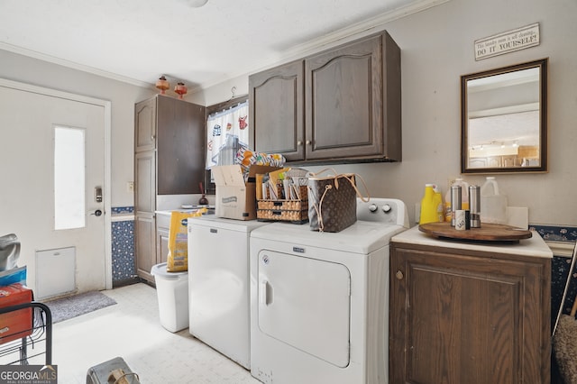 1009 Liberty Church Rd NE, Ranger, GA 30734 - clothes washing area with washer and clothes dryer and ornamental molding