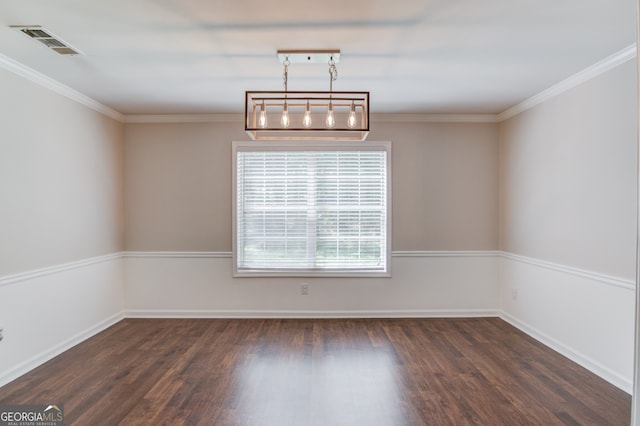 3987 Ivory Gables Pl, Buford, GA 30519 - unfurnished room featuring dark wood-style flooring, crown molding, and baseboards