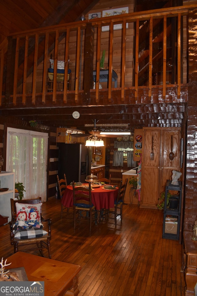 6503 Old Macon Hwy, Rex, GA 30273 - dining room with vaulted ceiling, hardwood / wood-style flooring, and wood ceiling