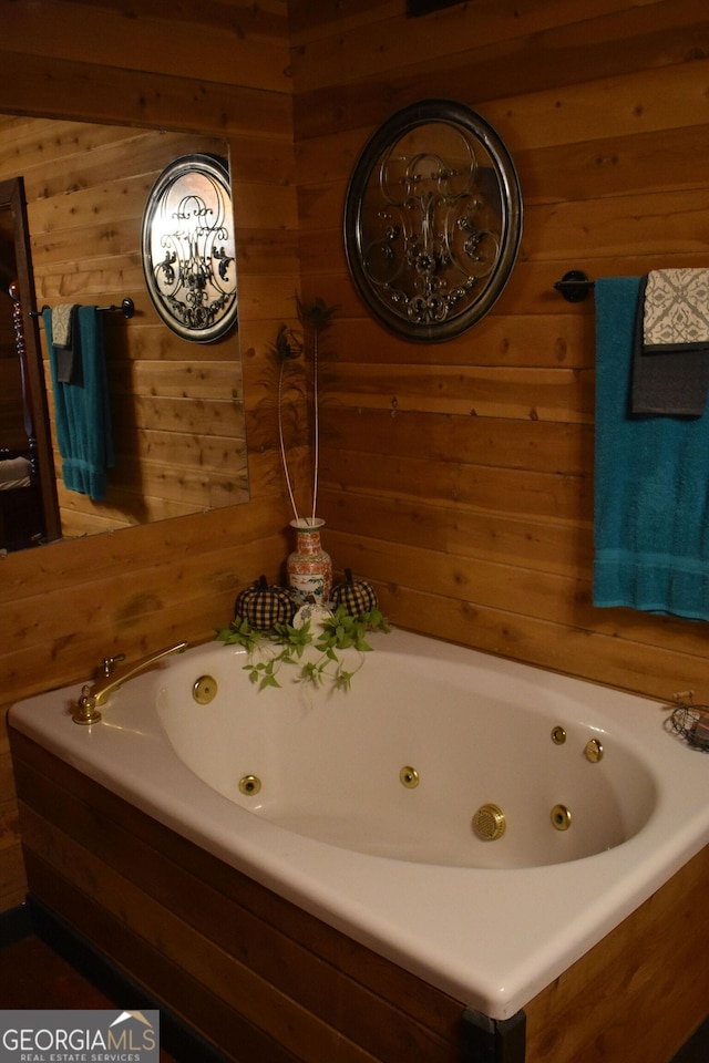 6503 Old Macon Hwy, Rex, GA 30273 - bathroom with wooden walls and a whirlpool tub