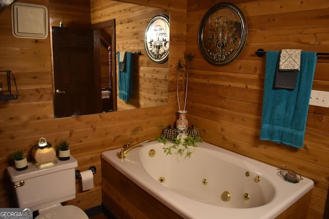 6503 Old Macon Hwy, Rex, GA 30273 - full bath featuring wood walls, toilet, and a tub with jets