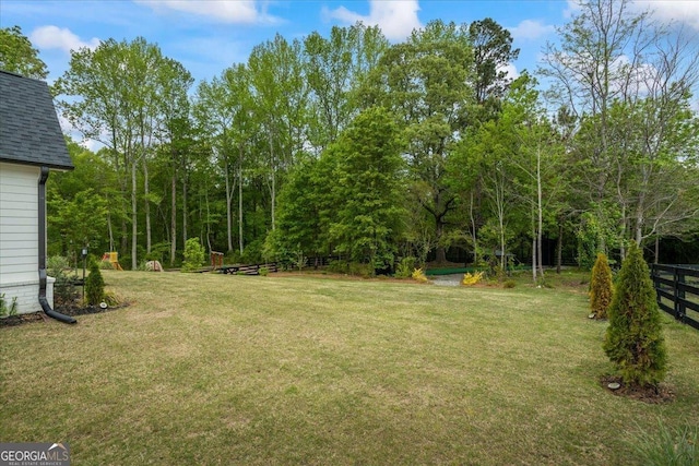 view of yard featuring fence