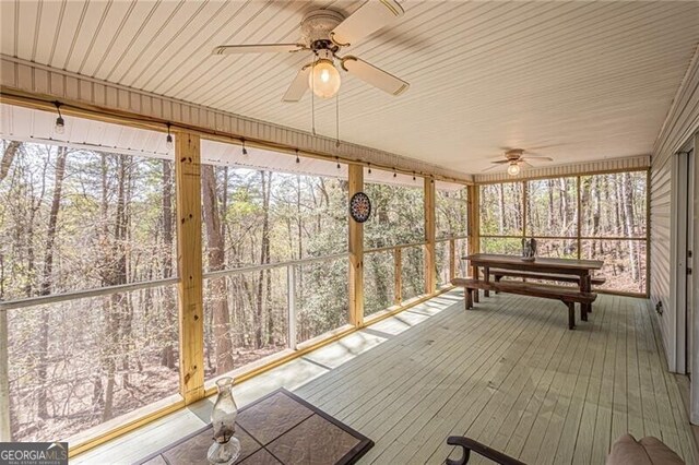 227 River Ridge Rd S, Dahlonega, GA 30533 - sunroom featuring ceiling fan