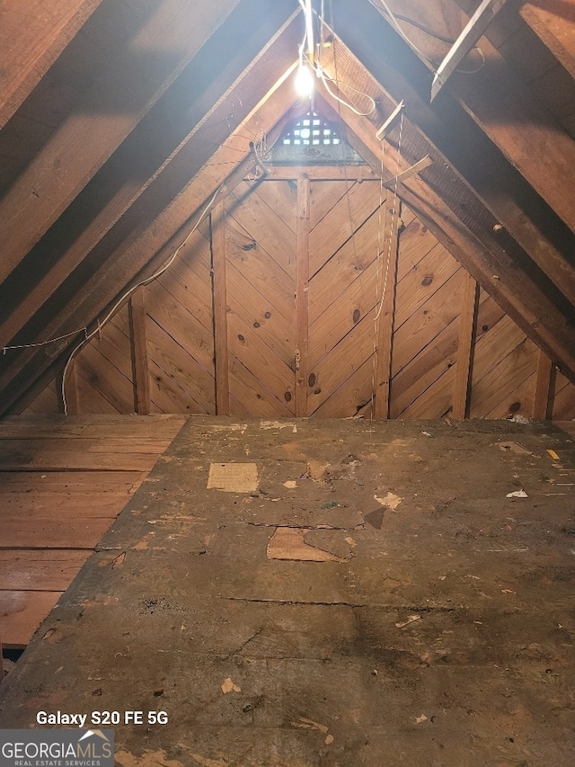 view of unfinished attic