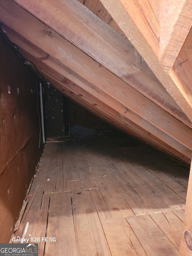 view of unfinished attic