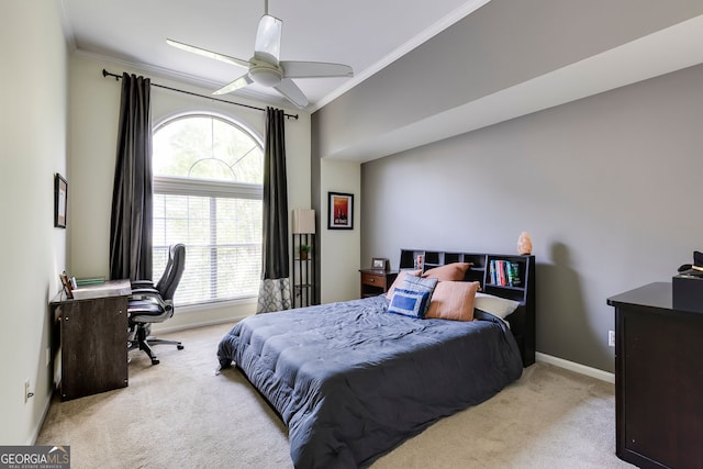 4246 River Green Dr Unit 202, Atlanta, GA 30327 - bedroom featuring ornamental molding, carpet, an office area, and ceiling fan