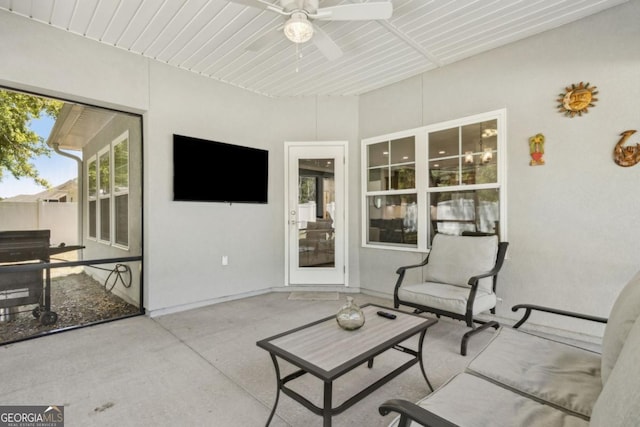 166 Verano St, Kingsland, GA 31548 - sunroom featuring a ceiling fan