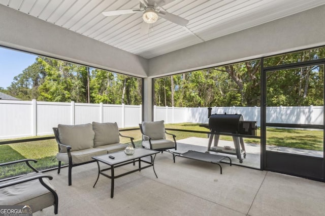 166 Verano St, Kingsland, GA 31548 - sunroom featuring an outdoor hangout area and ceiling fan