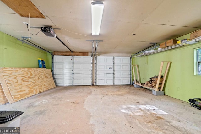 garage with a garage door opener