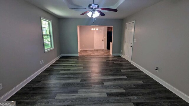 685 Greenhedge Dr, Stone Mountain, GA 30088 - empty room featuring wood finished floors and ceiling fan