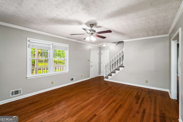 1320 Pinyon Pl, Lawrenceville, GA 30043 - interior space featuring wood finished floors, visible vents, stairway, ceiling fan, and baseboards