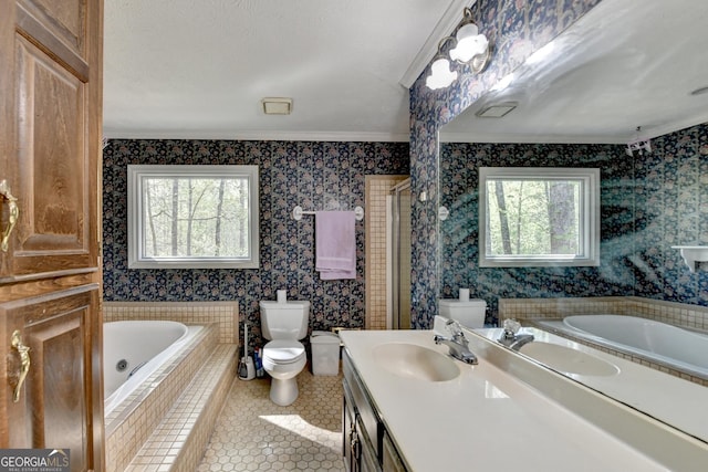 5800 S Richland Creek Rd, Buford, GA 30518 - full bath featuring a wealth of natural light, toilet, and ornamental molding