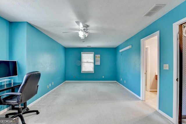 5800 S Richland Creek Rd, Buford, GA 30518 - unfurnished office with baseboards, a ceiling fan, carpet flooring, and visible vents