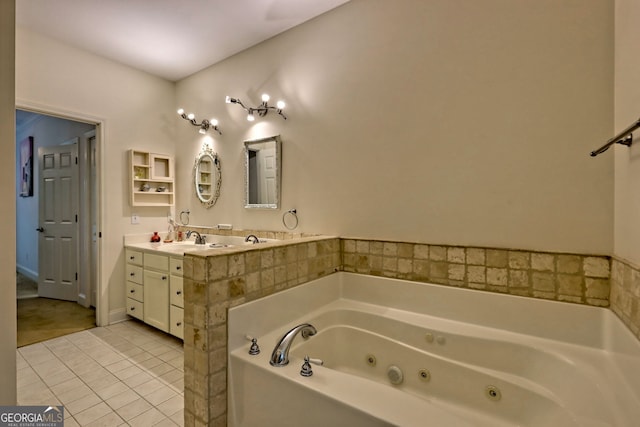 327 Kissimmee Trl, Cornelia, GA 30531 - bathroom with a whirlpool tub, vanity, and tile patterned flooring