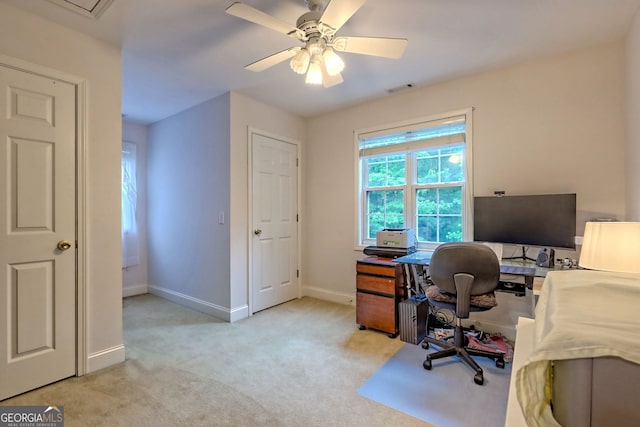 327 Kissimmee Trl, Cornelia, GA 30531 - office featuring baseboards, light carpet, and ceiling fan