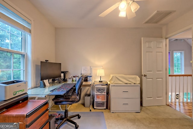 327 Kissimmee Trl, Cornelia, GA 30531 - home office with light carpet and ceiling fan