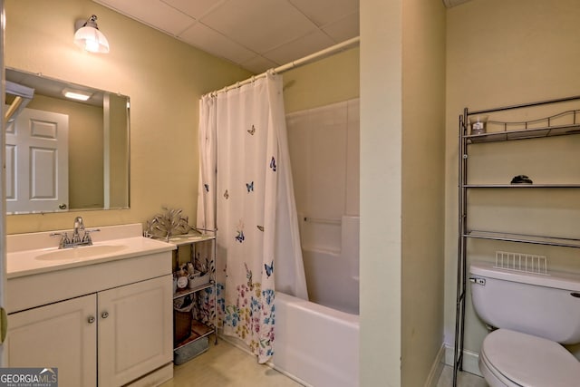 327 Kissimmee Trl, Cornelia, GA 30531 - bathroom with toilet, vanity, and shower / tub combo with curtain