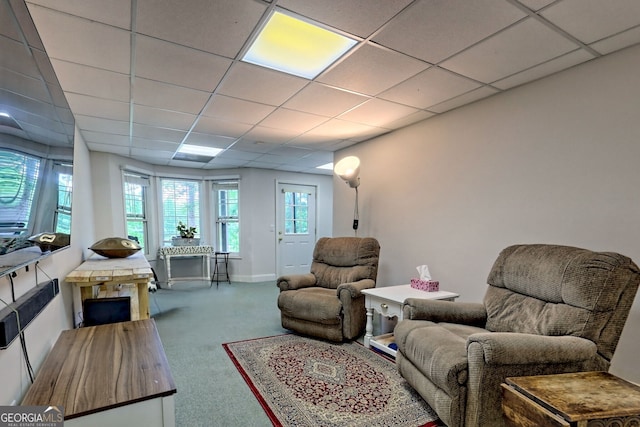 327 Kissimmee Trl, Cornelia, GA 30531 - living room with carpet flooring, a drop ceiling, and baseboards