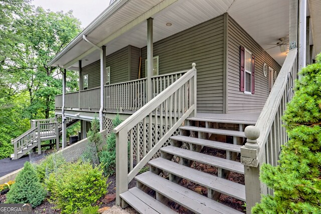 327 Kissimmee Trl, Cornelia, GA 30531 - entrance to property with covered porch and a ceiling fan