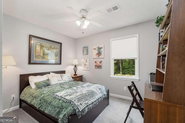 2014 Anchor Way, Buford, GA 30518 - bedroom with baseboards, visible vents, carpet flooring, and ceiling fan