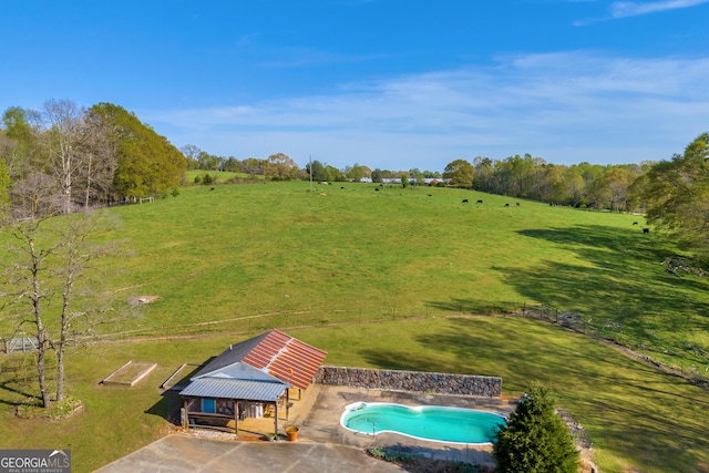 drone / aerial view featuring a rural view
