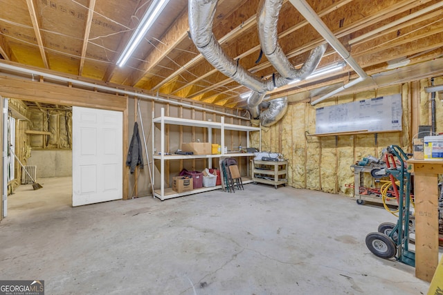 view of unfinished basement