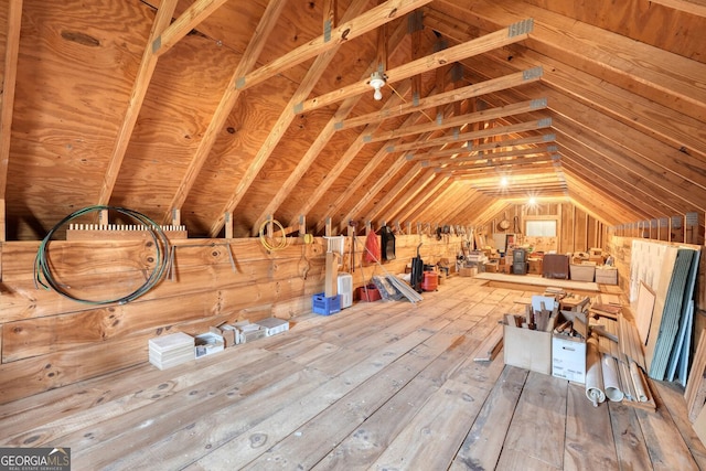 view of unfinished attic
