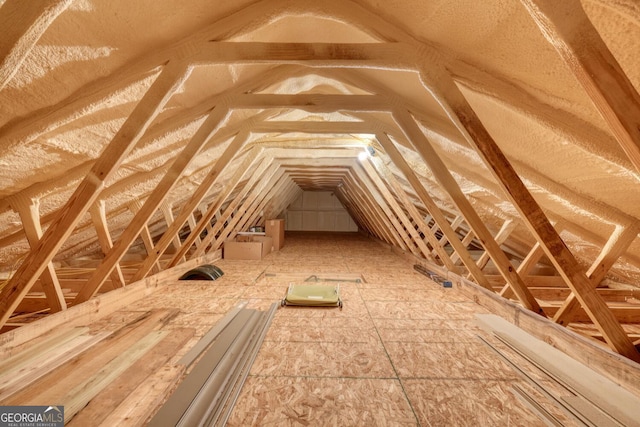 view of unfinished attic