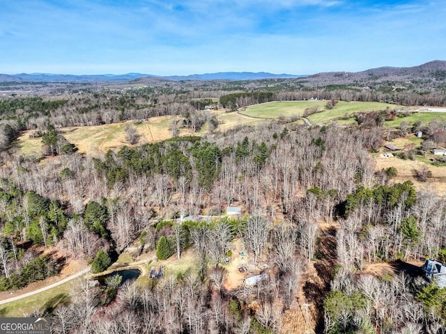 bird's eye view featuring a mountain view