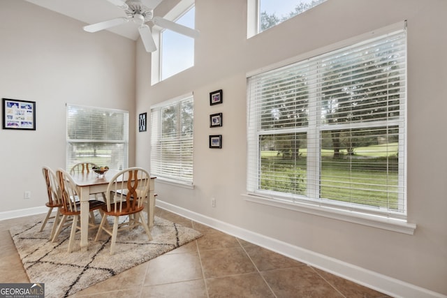 547 E Cardinal Cir, Saint Marys, GA 31558 - tiled dining area with a wealth of natural light, baseboards, and ceiling fan