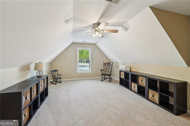 6565 Scottsfield Trce, Cumming, GA 30028 - additional living space with lofted ceiling, baseboards, carpet floors, and ceiling fan