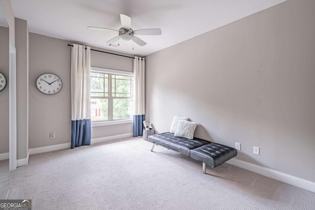 2675 Sugar Mill Dr, Atlanta, GA 30316 - living area with baseboards, carpet flooring, and ceiling fan