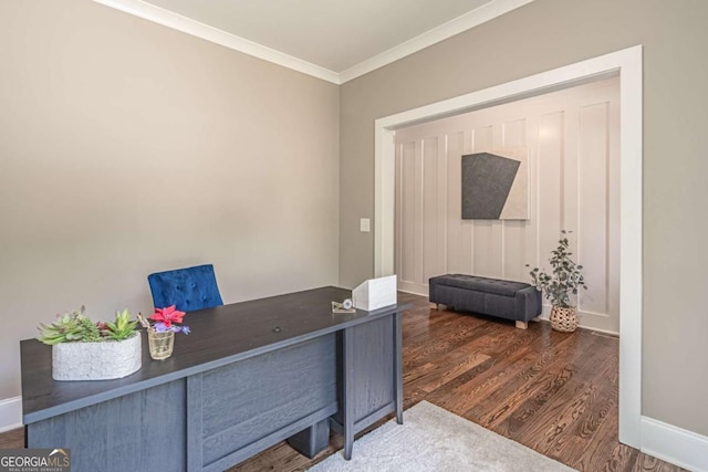 2675 Sugar Mill Dr, Atlanta, GA 30316 - office with baseboards, ornamental molding, and wood finished floors