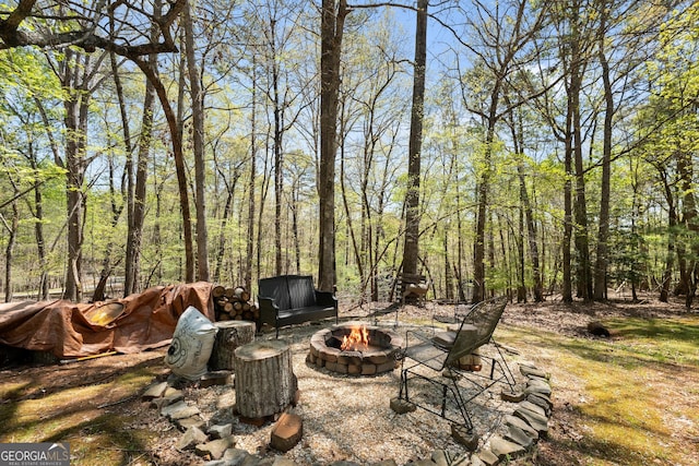 366 Crabapple Rdg, Clarkesville, GA 30523 - view of yard with a fire pit