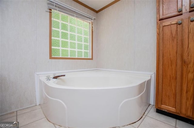 1530 Mcbrayer, Temple, GA 30179 - bathroom featuring ornamental molding, tile patterned floors, and a bath