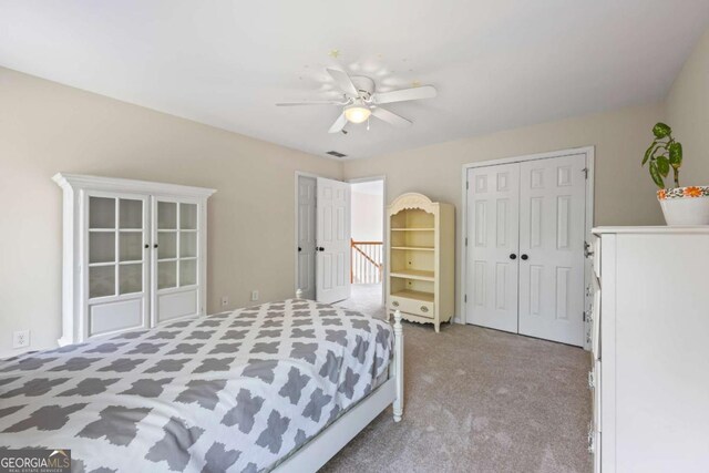 2745 Princeton Trce, Cumming, GA 30041 - bedroom with ceiling fan, a closet, visible vents, and carpet
