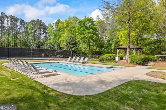 2745 Princeton Trce, Cumming, GA 30041 - pool with fence, a gazebo, a yard, and a patio